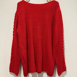 EUC. St. John's Bay Vibrant Red Crew Neck Sweater. PTP 24”, Length 28”